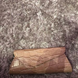 Faux crocodile clutch with chain